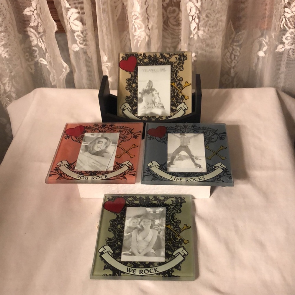 4pc Set Glass Photo Coaster Set - Picture 11 of 11